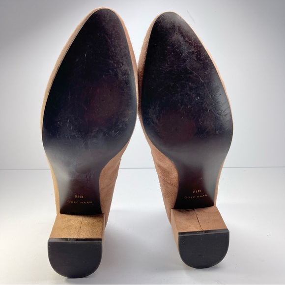 Cole Haan Suede Heels Women’s Size 8.5 Blush Block Heel - Picture 10 of 11